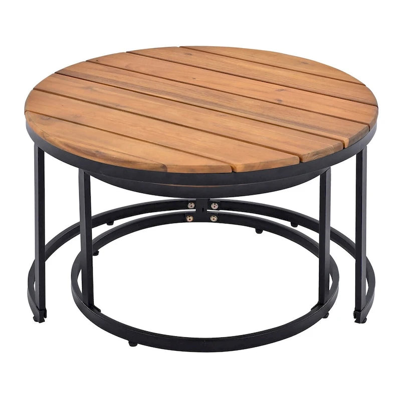 Set di divani componibili da esterno in legno di acacia grigio