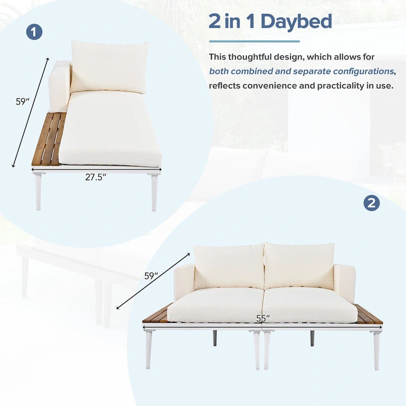 Daybed Moderno da Esterno in Metallo per Patio