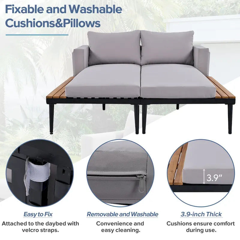 Daybed Moderno da Esterno in Metallo per Patio