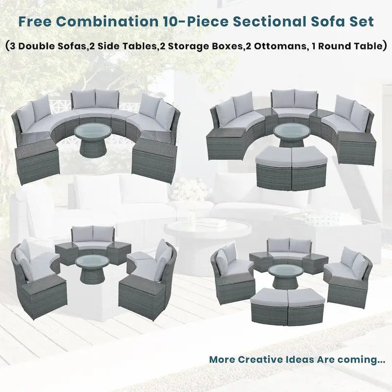 Set divani da esterno in rattan (10 pezzi)