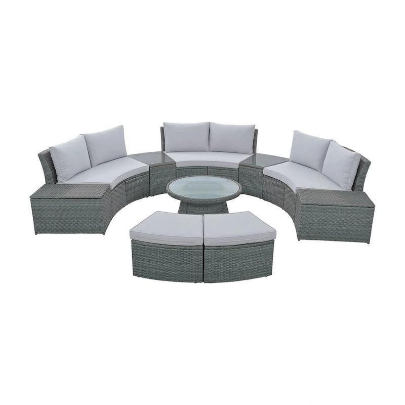 Set divani da esterno in rattan (10 pezzi)