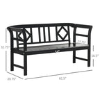 Panca da giardino a 3 posti per esterni con schienale e braccioli