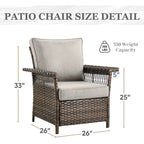 Set Mobili 3 Pezzi per Esterno in Rattan per Patio e Portico - Marrone