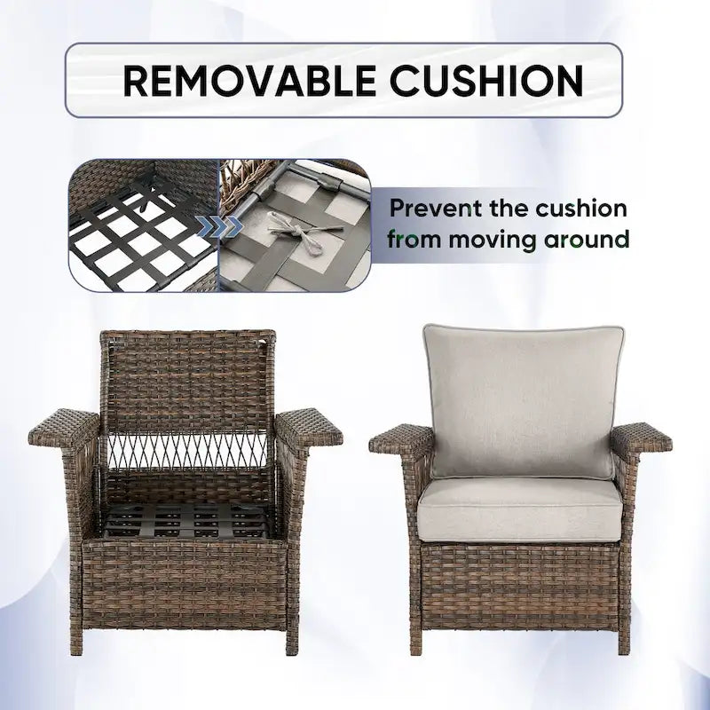 Set Mobili 3 Pezzi per Esterno in Rattan per Patio e Portico - Marrone