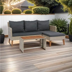 Set di divani da esterno in vimini e rattan da 3 pezzi per patio
