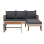 Set di divani da esterno in vimini e rattan da 3 pezzi per patio