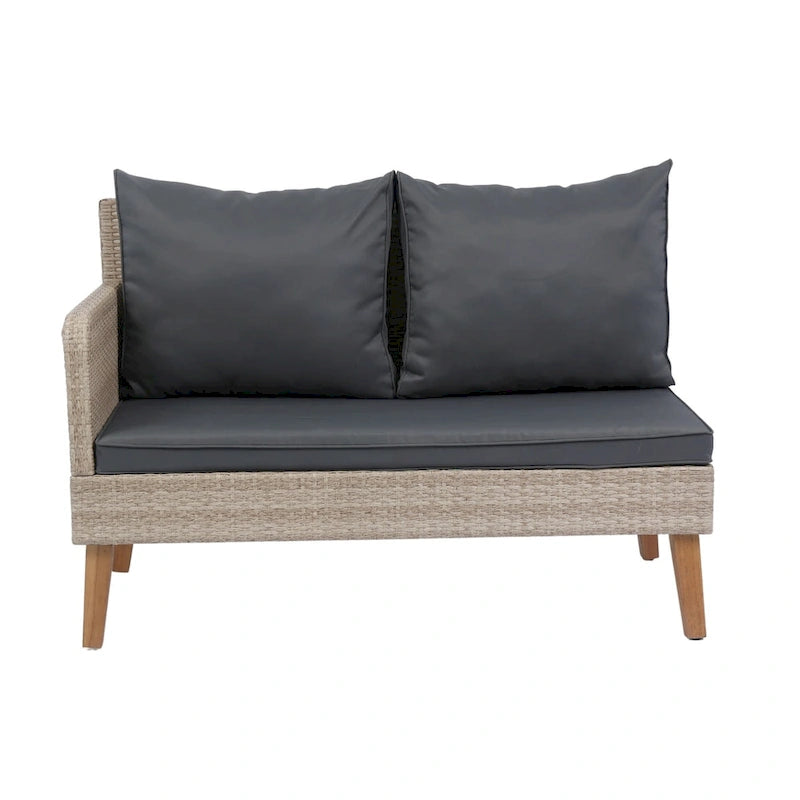 Set di divani da esterno in vimini e rattan da 3 pezzi per patio