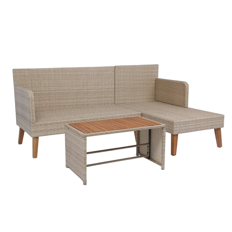 Set di divani da esterno in vimini e rattan da 3 pezzi per patio