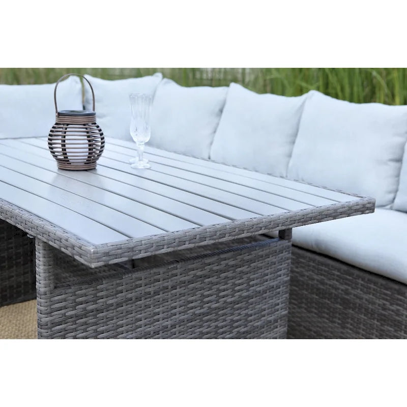 Set Divano Sezionale da Esterno/Interno in Vimini 3 Pezzi per Patio, Portico, Giardino
