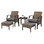 Set da conversazione da patio da 5 pezzi con cuscini con tavolino da caffè e pouf