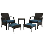 Set da conversazione da patio da 5 pezzi con cuscini con tavolino da caffè e pouf