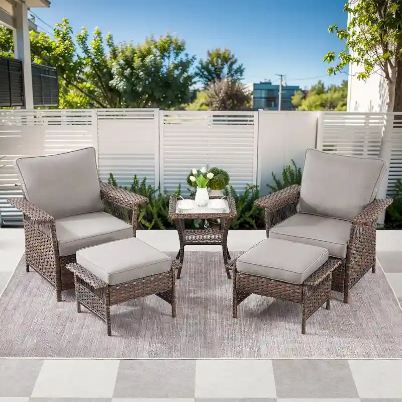 Set da bistrò da conversazione da esterno in vimini per giardino - Marrone