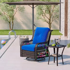 2-Piece LED Lighting Swivel Wicker Rattan Outdoor Rocking Chair and Side Table(Single Seat)