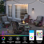 Sedia a dondolo da esterno e tavolino in rattan con illuminazione a LED orientabile, 2 pezzi (seduta singola)