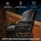 Sedia a dondolo da esterno e tavolino in rattan con illuminazione a LED orientabile, 2 pezzi (seduta singola)