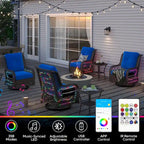 Sedia a dondolo da esterno e tavolino in rattan con illuminazione a LED orientabile, 2 pezzi (seduta singola)