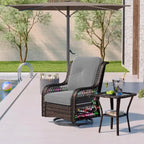 Sedia a dondolo da esterno e tavolino in rattan con illuminazione a LED orientabile, 2 pezzi (seduta singola)