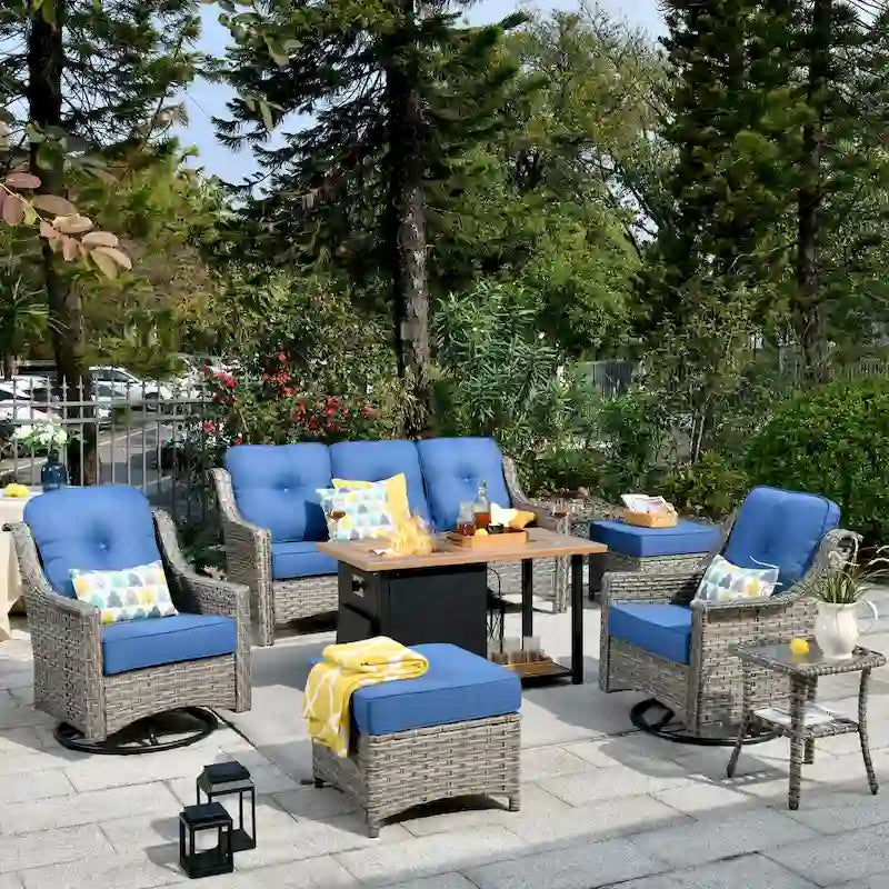 Ensemble de meubles de patio de conversation d'extérieur XIZZI 7 pièces avec brasero