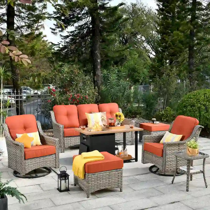 Ensemble de meubles de patio de conversation d'extérieur XIZZI 7 pièces avec brasero