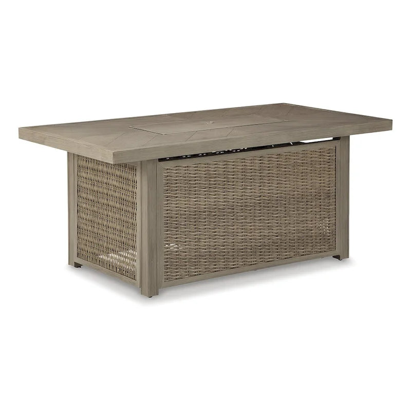 Tavolo con focolare Beachcroft di Signature Design by Ashley, marrone/beige, con 4 poltrone lounge girevoli Nuvella