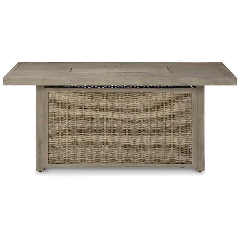 Tavolo con focolare Beachcroft di Signature Design by Ashley, marrone/beige, con 4 poltrone lounge girevoli Nuvella