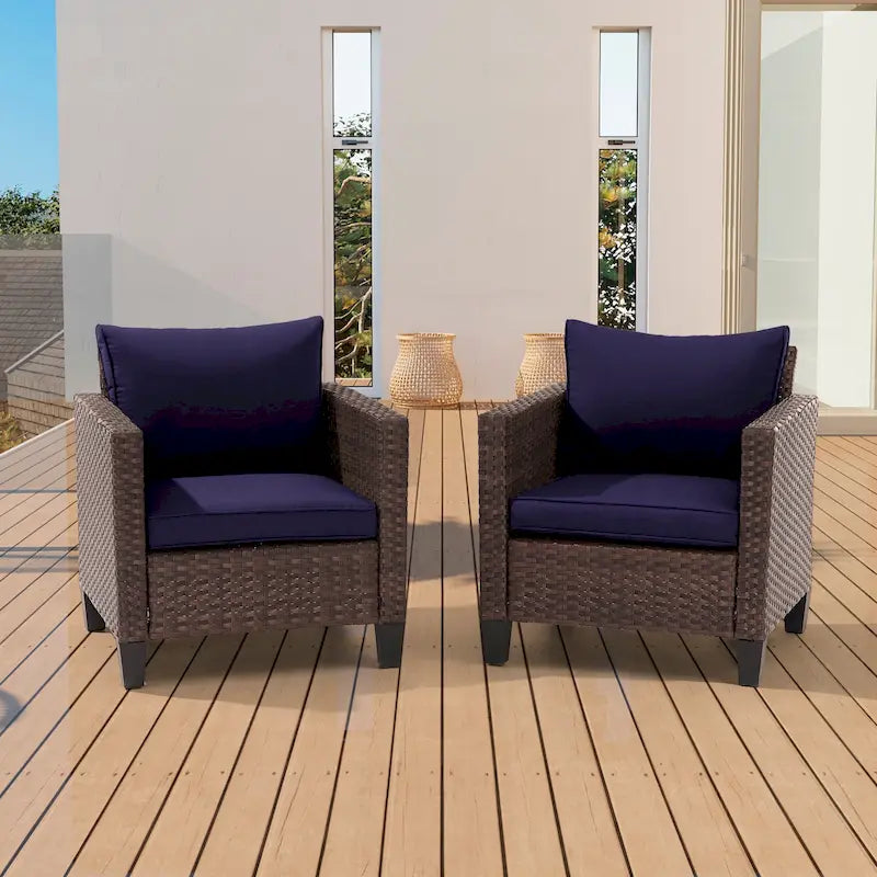 BONOSUKI Lot de 2 canapés simples de terrasse en rotin marron pour extérieur