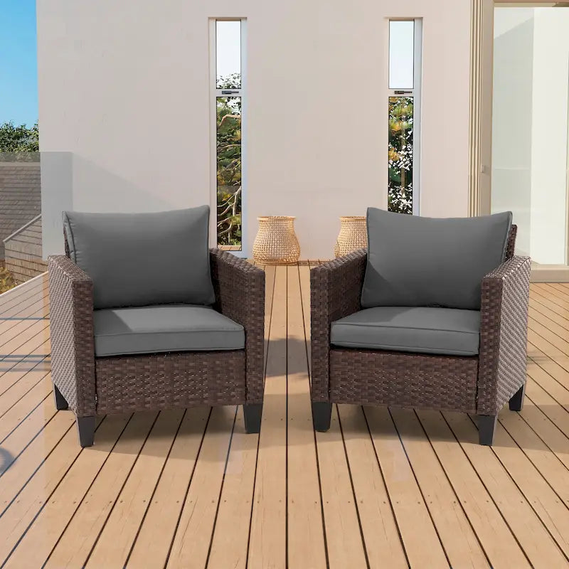 BONOSUKI Lot de 2 canapés simples de terrasse en rotin marron pour extérieur