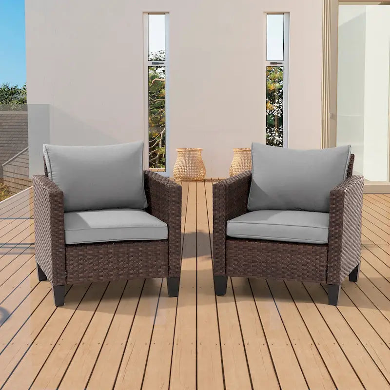 BONOSUKI Lot de 2 canapés simples de terrasse en rotin marron pour extérieur