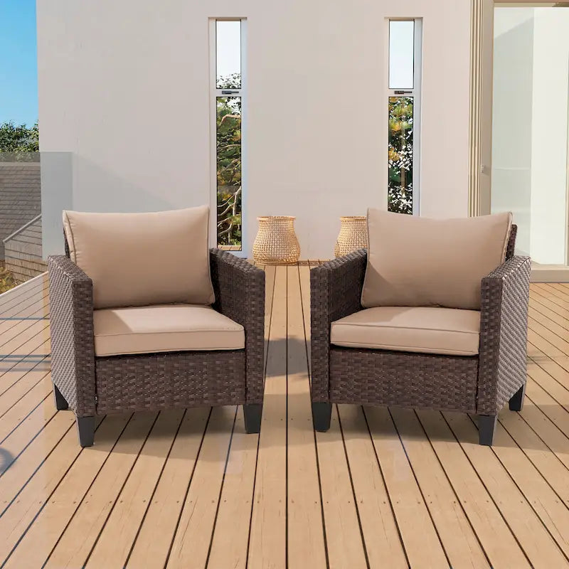 BONOSUKI Lot de 2 canapés simples de terrasse en rotin marron pour extérieur