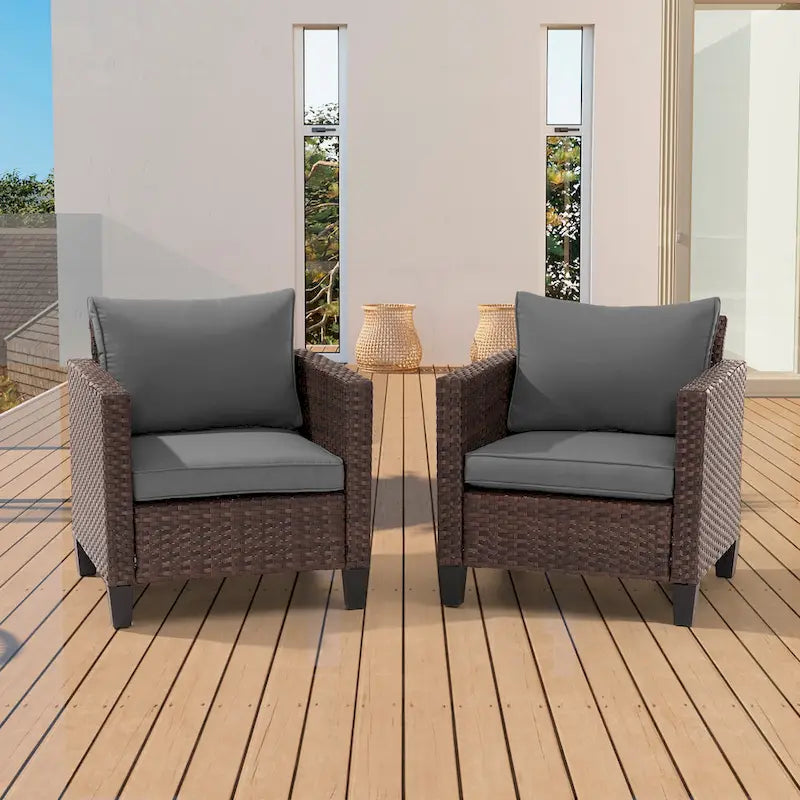 BONOSUKI Set 2 pz Divano Singolo da Giardino Rattan Marrone per Esterni