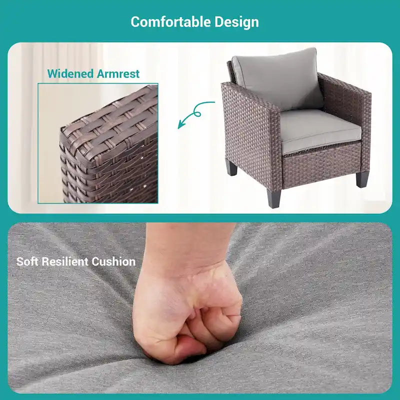 BONOSUKI Set 2 pz Divano Singolo da Giardino Rattan Marrone per Esterni