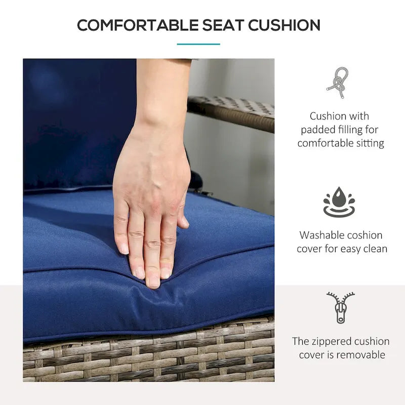 Sedia Adirondack in vimini per patio, sedia da falò in rattan per tutte le stagioni con cuscini morbidi, schienale alto curvo e braccioli