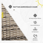 Sedia Adirondack in vimini per patio, sedia da falò in rattan per tutte le stagioni con cuscini morbidi, schienale alto curvo e braccioli