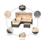 Set Mobili da Esterno in Rattan Sintetico 6 Pezzi con Baldacchino
