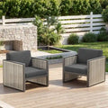 2 Sedie in Rattan Sintetico PE - Grigio Scuro
