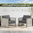 2 Sedie in Rattan Sintetico PE - Grigio Scuro