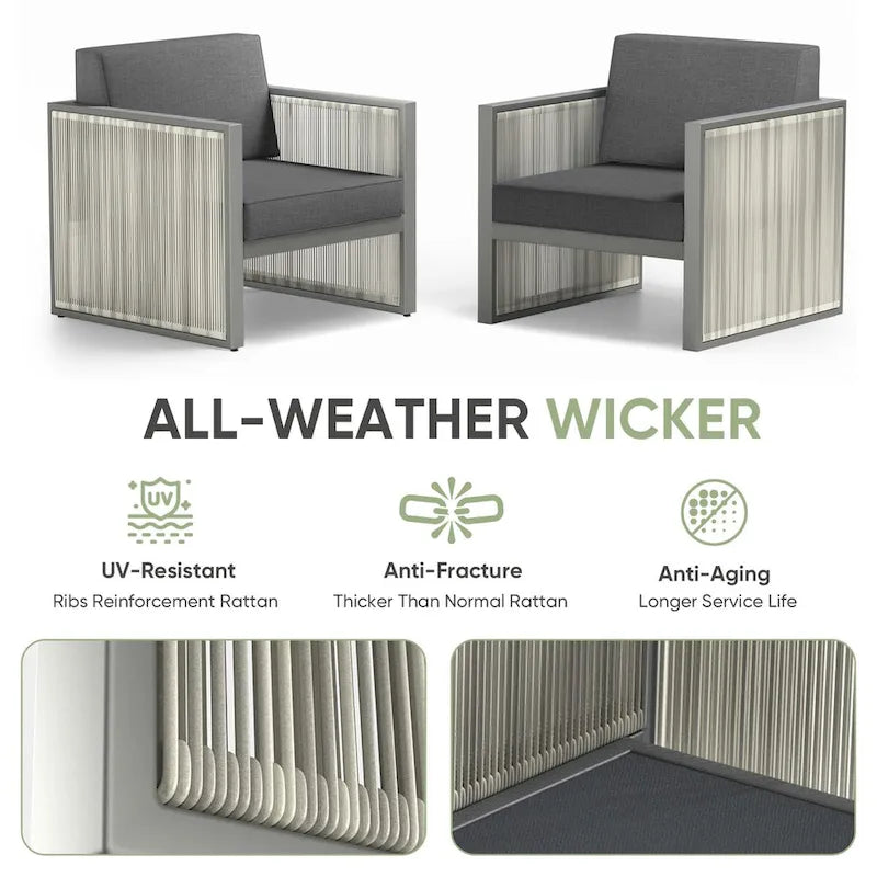 2 Sedie in Rattan Sintetico PE - Grigio Scuro