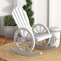 Wooden Adirondack Rocker Chair w/ Slatted Design and Oversized Back