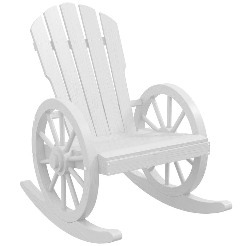 Sedia a dondolo Adirondack in legno con design a doghe e schienale sovradimensionato