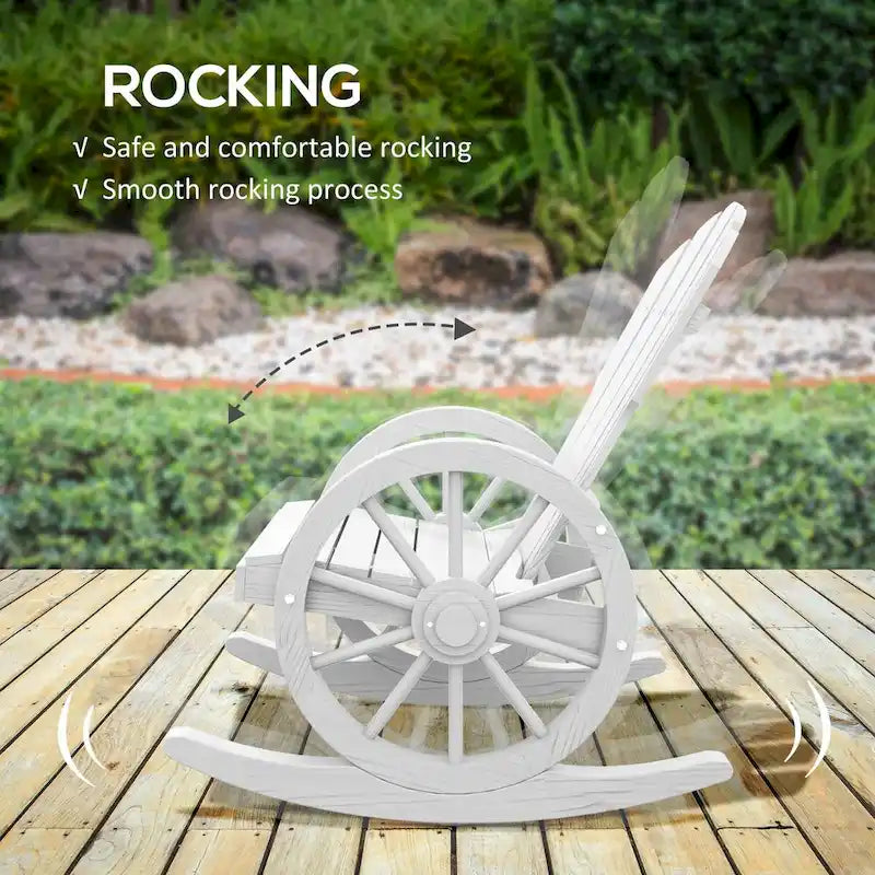 Sedia a dondolo Adirondack in legno con design a doghe e schienale sovradimensionato