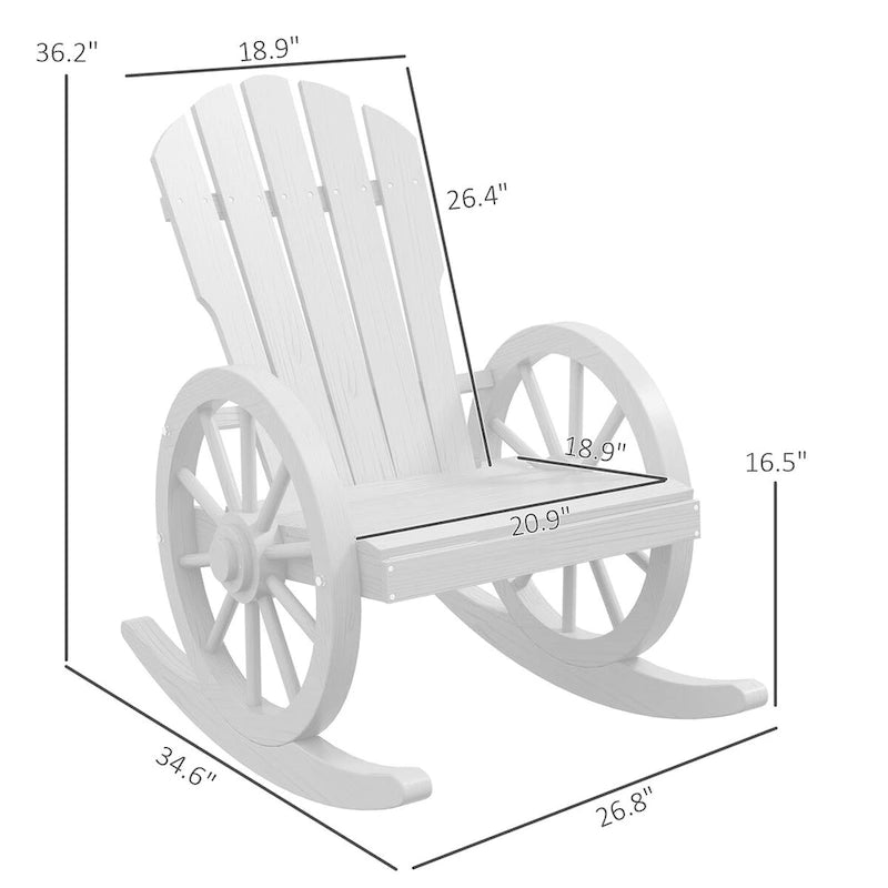 Sedia a dondolo Adirondack in legno con design a doghe e schienale sovradimensionato