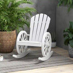 Sedia a dondolo Adirondack in legno con design a doghe e schienale sovradimensionato