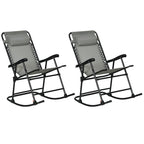 Ensemble de 2 chaises berçantes d'extérieur pliantes avec appuie-têtes pour jardin, patio, terrasse, cour arrière