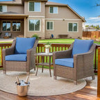 Outdoor Dining Chairs Rattan Bistro Chairs, Coffee Table - Brown