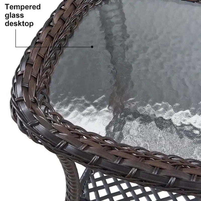 Sedie da Pranzo da Esterno in Rattan, Sedie da Bistrò, Tavolino da Caffè - Marrone