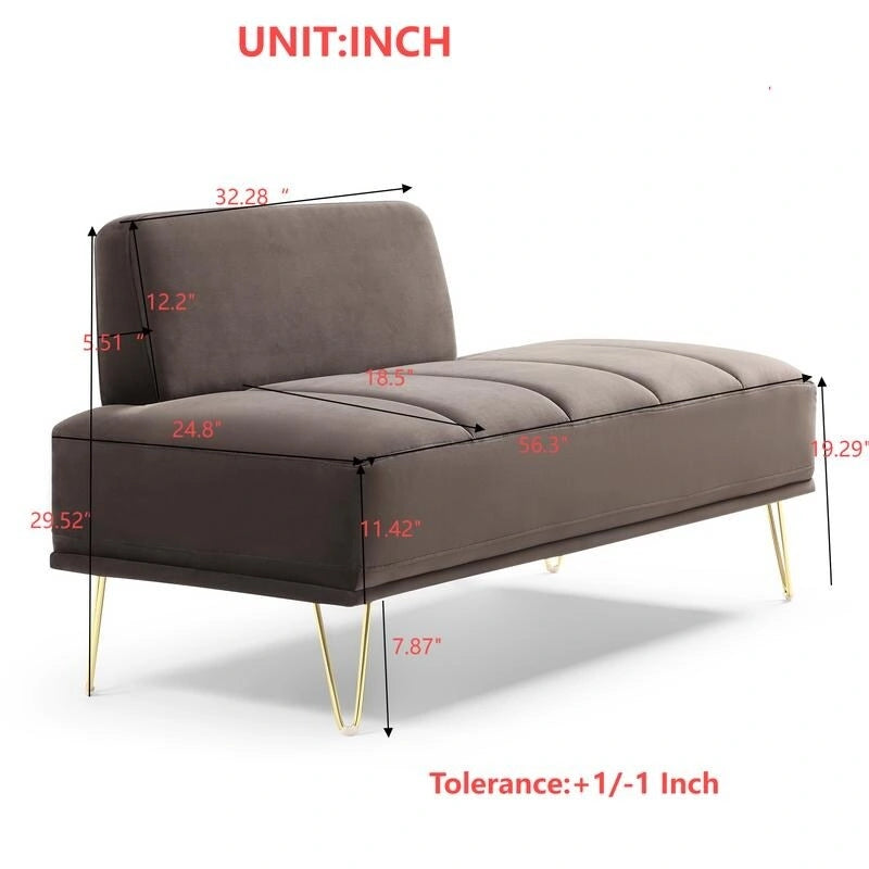 Panca moderna da fondo letto con larghezza di 56,3 pollici, in tessuto di velluto imbottito, divano a 2 posti, panca per ingresso, grigio