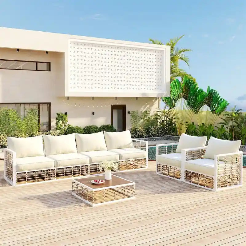 Set di divani componibili da esterno, set mobili da giardino, 7 pezzi