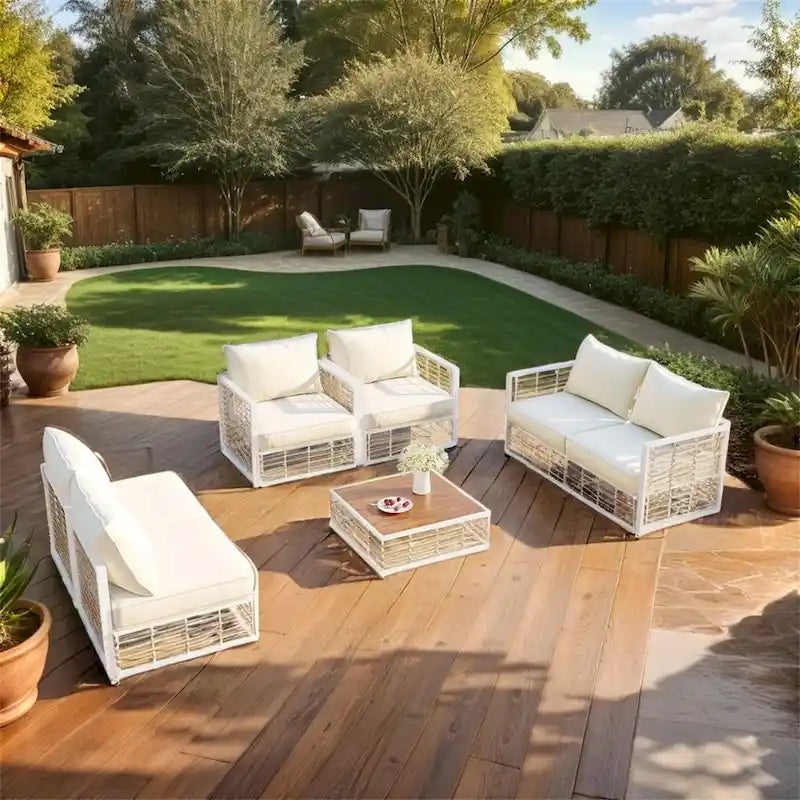Set di divani componibili da esterno, set mobili da giardino, 7 pezzi