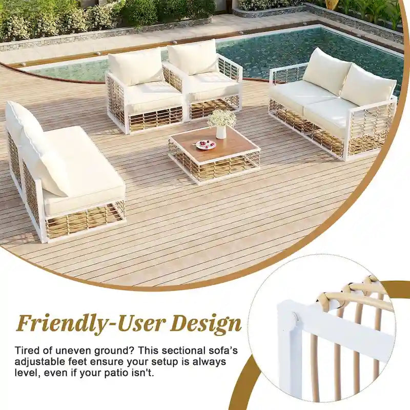 Set di divani componibili da esterno, set mobili da giardino, 7 pezzi
