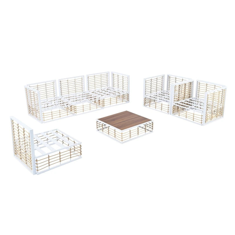Set di divani componibili da esterno, set mobili da giardino, 7 pezzi